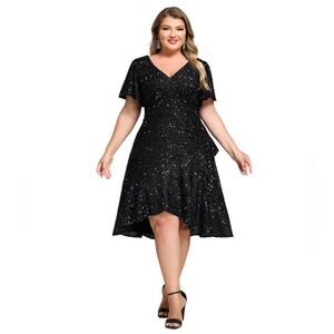 Ever Pretty Black High Low Sequin Dress